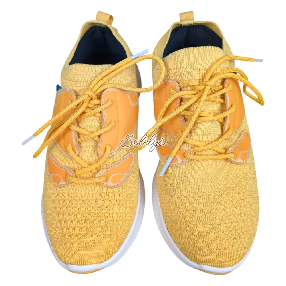 Vessi Everyday Move Womens 8 Honey Yellow White Waterproof Knit Lace Up Sneaker